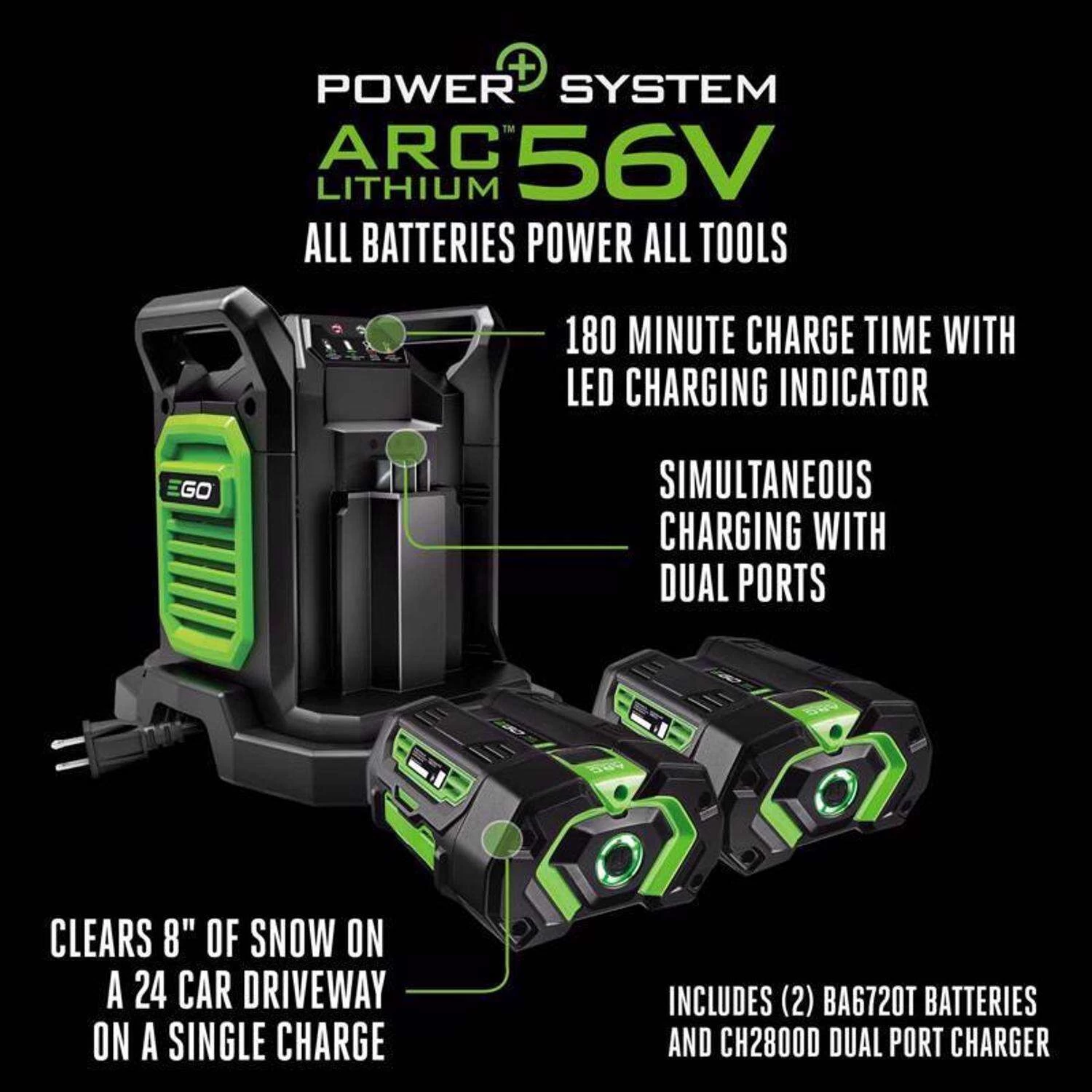 EGO Power+ Peak Power SNT2416 24 In. Two Stage 56 V Battery Snow Blower Kit (Battery & Charger) W/ 2-IN-1 CHUTE ADJUSTMENT & (2) 10AH BATTER 10 EGO Power+ Peak Power SNT2416 24 In. Two Stage 56 V Battery Snow Blower Kit (Battery & Charger) W/ 2-IN-1 CHUTE ADJUSTMENT & (2) 10AH BATTER - Image 10