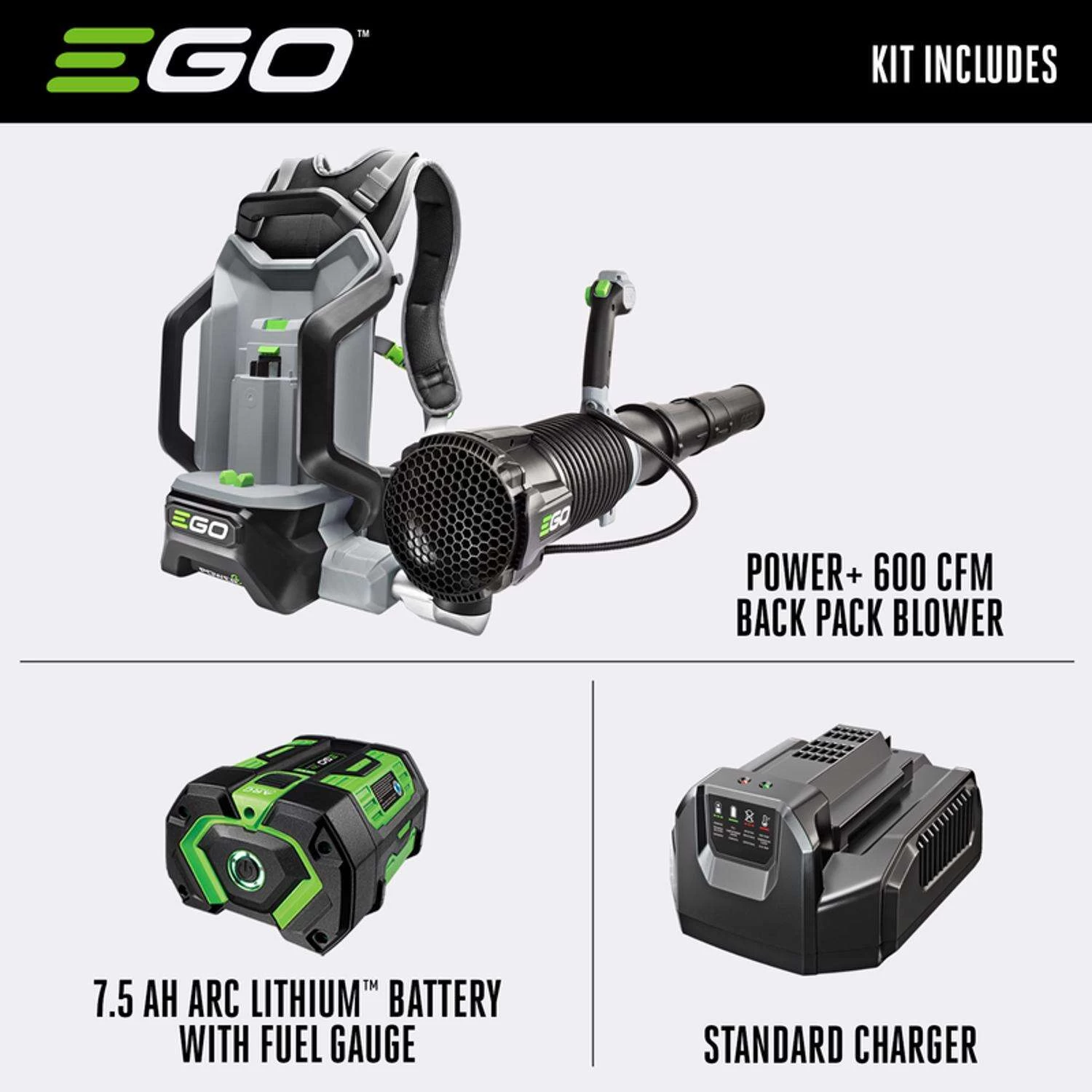 EGO Power+ LB6003 145 Mph 600 CFM 56 V Battery Backpack Leaf Blower Kit (Battery & Charger) W/ 7.5 AH BATTERY 2 EGO Power+ LB6003 145 Mph 600 CFM 56 V Battery Backpack Leaf Blower Kit (Battery & Charger) W/ 7.5 AH BATTERY - Image 2