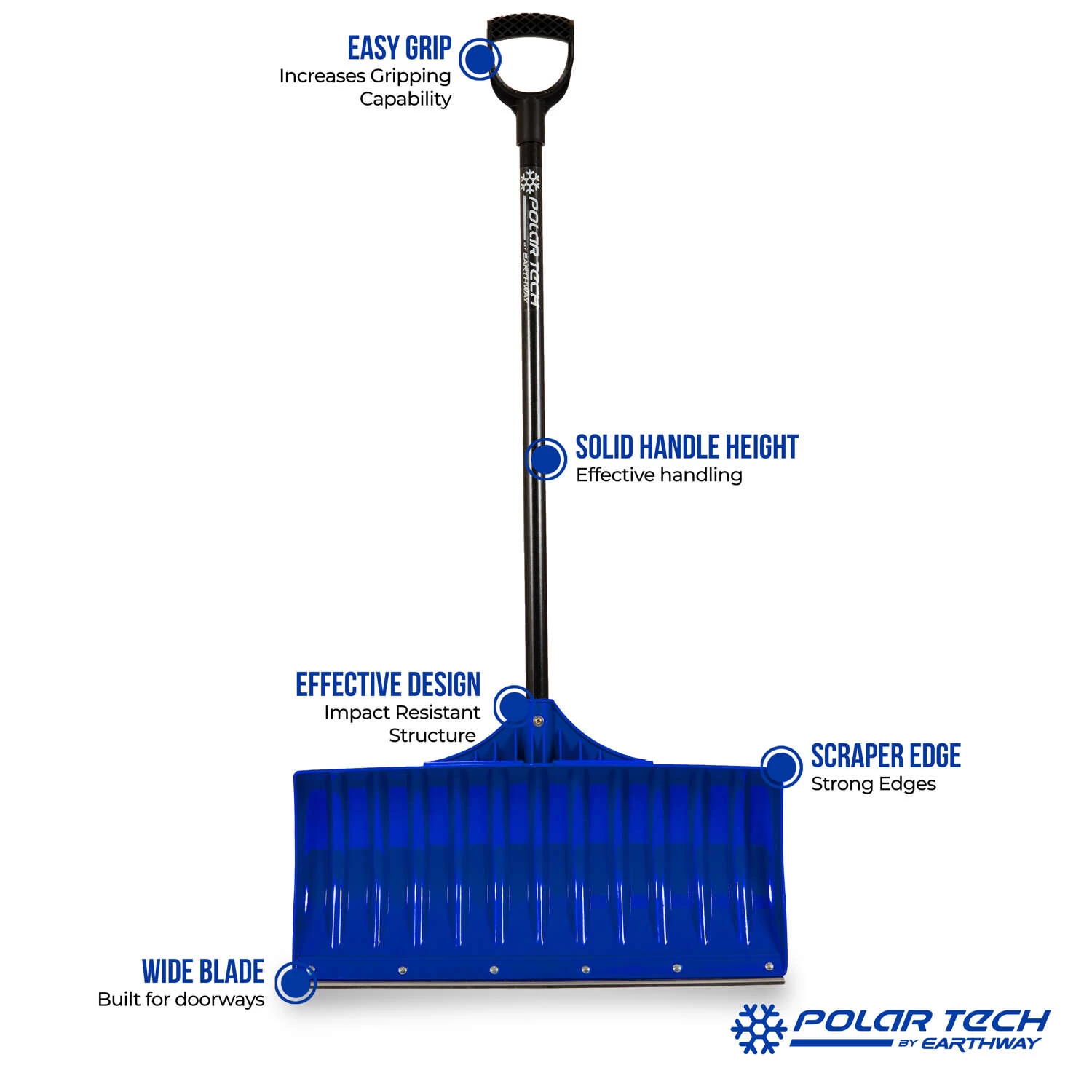 PolarTech EarthWay 26 In. W X 57.31 In. L Poly Snow Shovel 2 PolarTech EarthWay 26 In. W X 57.31 In. L Poly Snow Shovel - Image 2