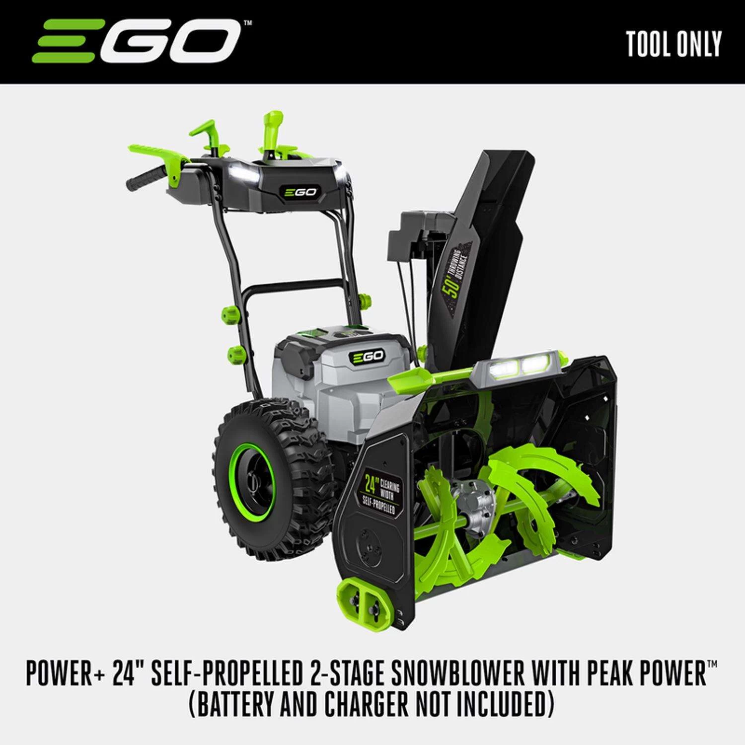 EGO Power+ Peak Power SNT2400 24 In. Two Stage 56 V Battery Snow Blower Tool Only 2 EGO Power+ Peak Power SNT2400 24 In. Two Stage 56 V Battery Snow Blower Tool Only - Image 2