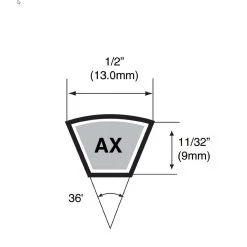 Mitsuboshi Triplex Rawedge Cogged Raw Edge Cogged V-Belt 0.5 In. W X 52 In. L For All Motors
