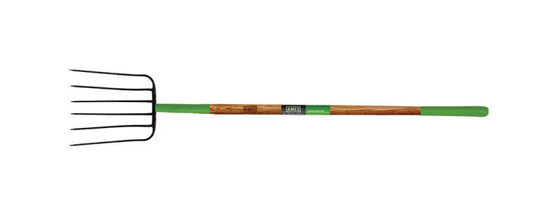 Ames 6 Tine Forged Steel Manure Fork 48 In. Wood Handle 1 Ames 6 Tine Forged Steel Manure Fork 48 In. Wood Handle