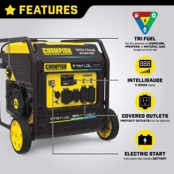 Champion Tri Fuel 9000 W 240 V Gasoline Or Propane Portable Inverter Generator -Gardens and Horticulture 53e2e0fb c9fa 4776 b102 3643754106b8