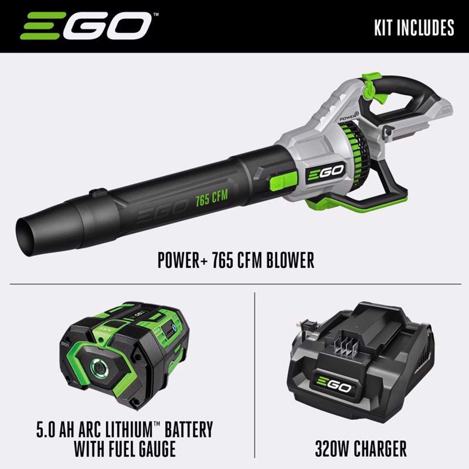 EGO Power+ LB7654 200 Mph 765 CFM 56 V Battery Handheld Leaf Blower Kit (Battery & Charger) W/ 5.0 AH BATTERY 2 EGO Power+ LB7654 200 Mph 765 CFM 56 V Battery Handheld Leaf Blower Kit (Battery & Charger) W/ 5.0 AH BATTERY - Image 2