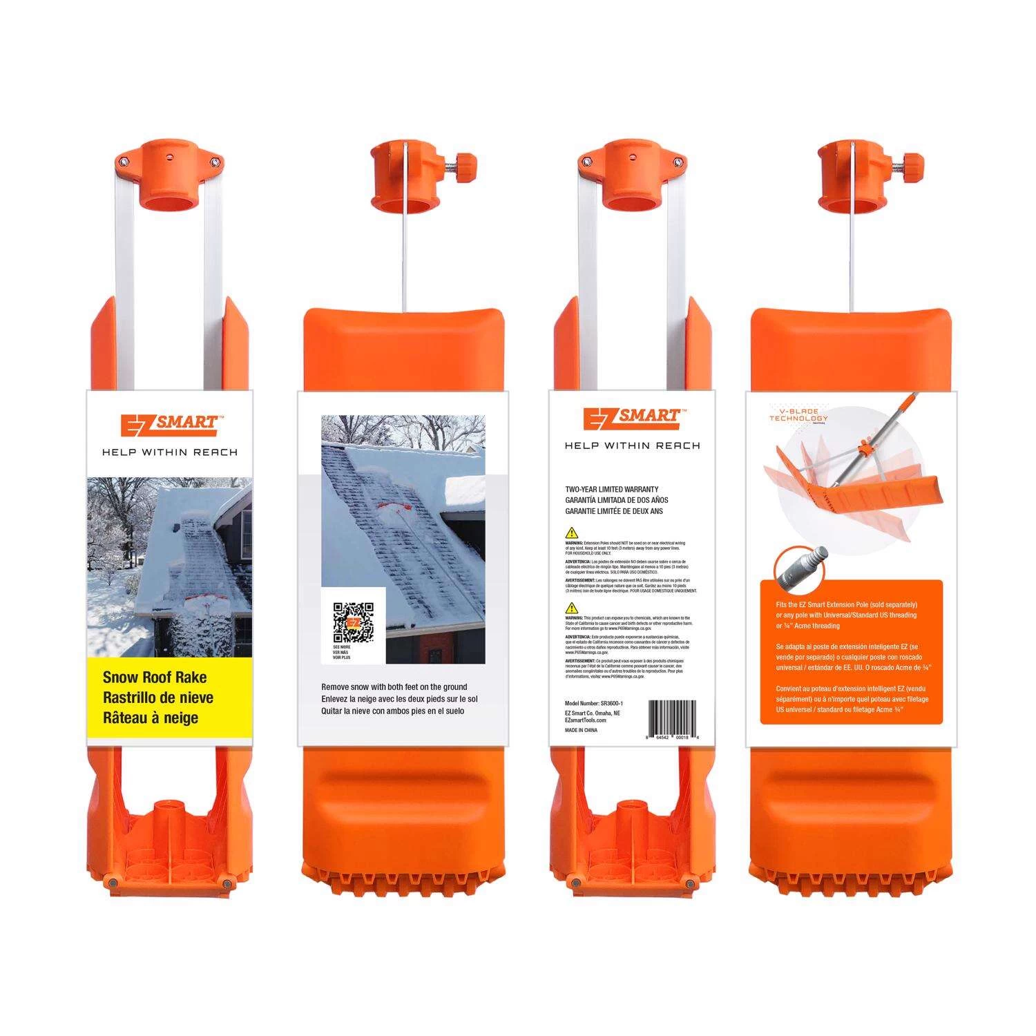 EZ Smart Snow 36 In. W X 1 Ft. L Poly Roof Rake 1 EZ Smart Snow 36 In. W X 1 Ft. L Poly Roof Rake