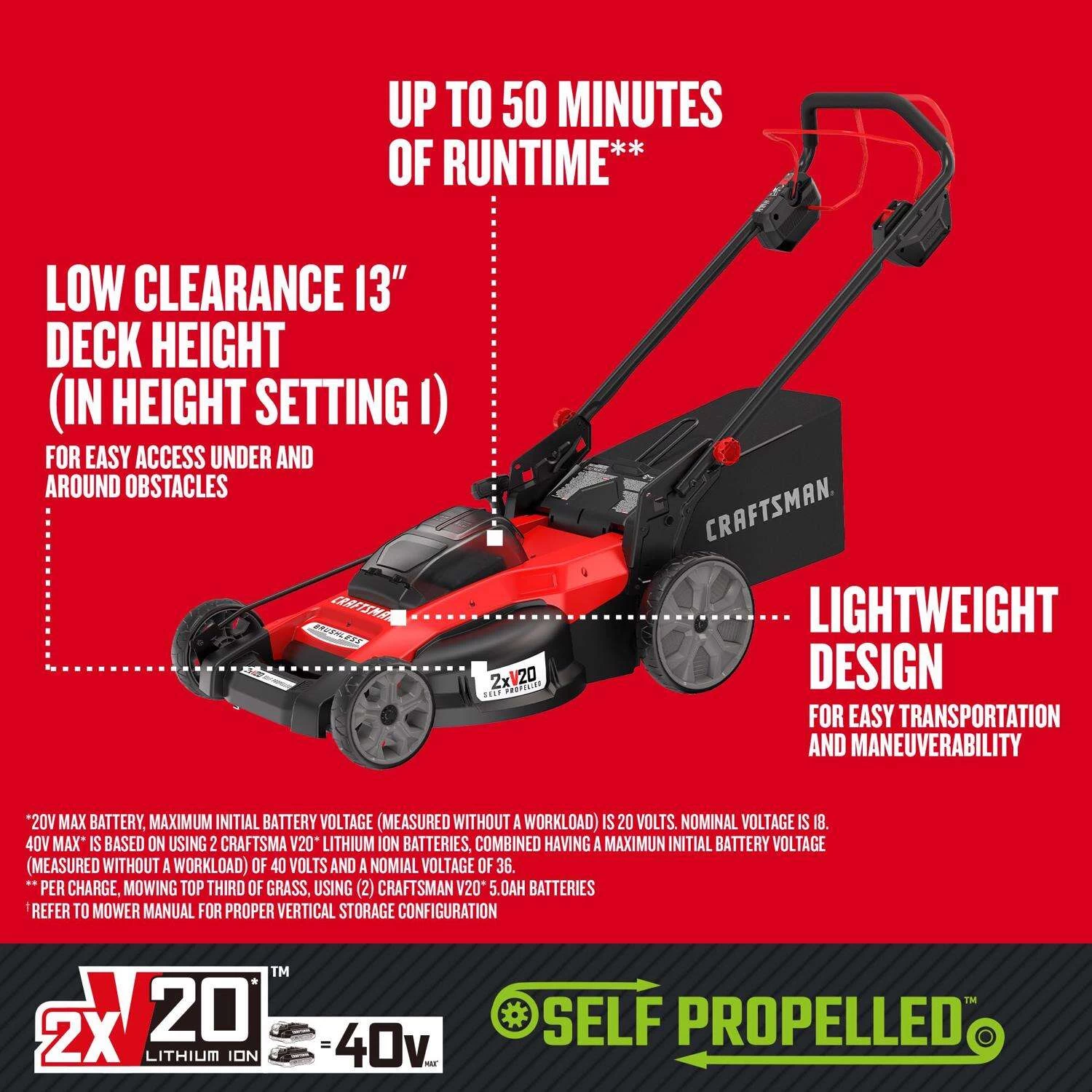Craftsman 13 In. 20 V Battery Self-Propelled Lawn Mower Kit (Battery & Charger) 2 Craftsman 13 In. 20 V Battery Self-Propelled Lawn Mower Kit (Battery & Charger) - Image 2
