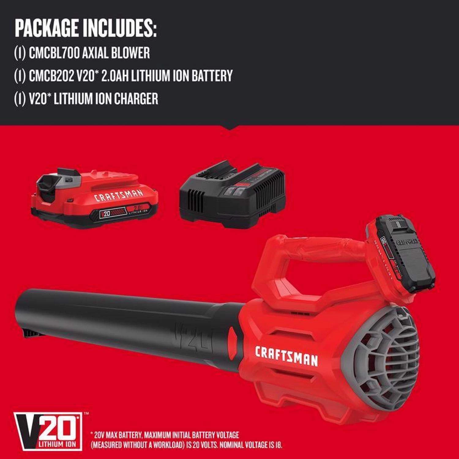 Craftsman V20 CMCBL700D1 90 Mph 340 CFM Battery Handheld Blower Kit (Battery & Charger) 2 Craftsman V20 CMCBL700D1 90 Mph 340 CFM Battery Handheld Blower Kit (Battery & Charger) - Image 2