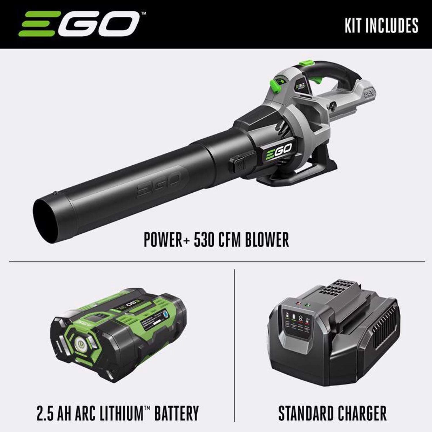 EGO Power+ LB5302 110 Mph 530 CFM 56 V Battery Handheld Leaf Blower Kit (Battery & Charger) W/ 2.5 AH BATTERY 2 EGO Power+ LB5302 110 Mph 530 CFM 56 V Battery Handheld Leaf Blower Kit (Battery & Charger) W/ 2.5 AH BATTERY - Image 2