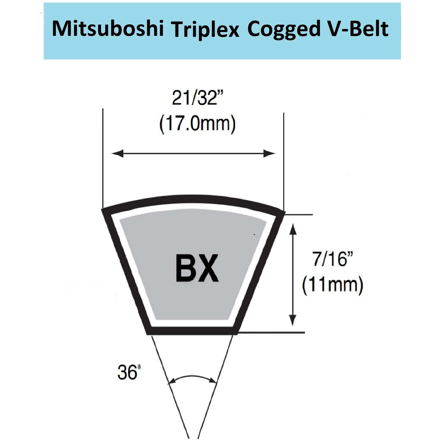 Mitsuboshi Triplex Rawedge Cogged Raw Edge Cogged V-Belt 0.66 In. W X 80 In. L For All Motors 1 Mitsuboshi Triplex Rawedge Cogged Raw Edge Cogged V-Belt 0.66 In. W X 80 In. L For All Motors