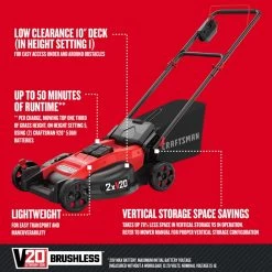 Craftsman V20 CMCMW220P2 20 In. Battery Lawn Mower Kit (Battery & Charger) 11 Craftsman V20 CMCMW220P2 20 In. Battery Lawn Mower Kit (Battery & Charger) -Gardens and Horticulture c93960d6 b363 4951 9706 773e59b8419c