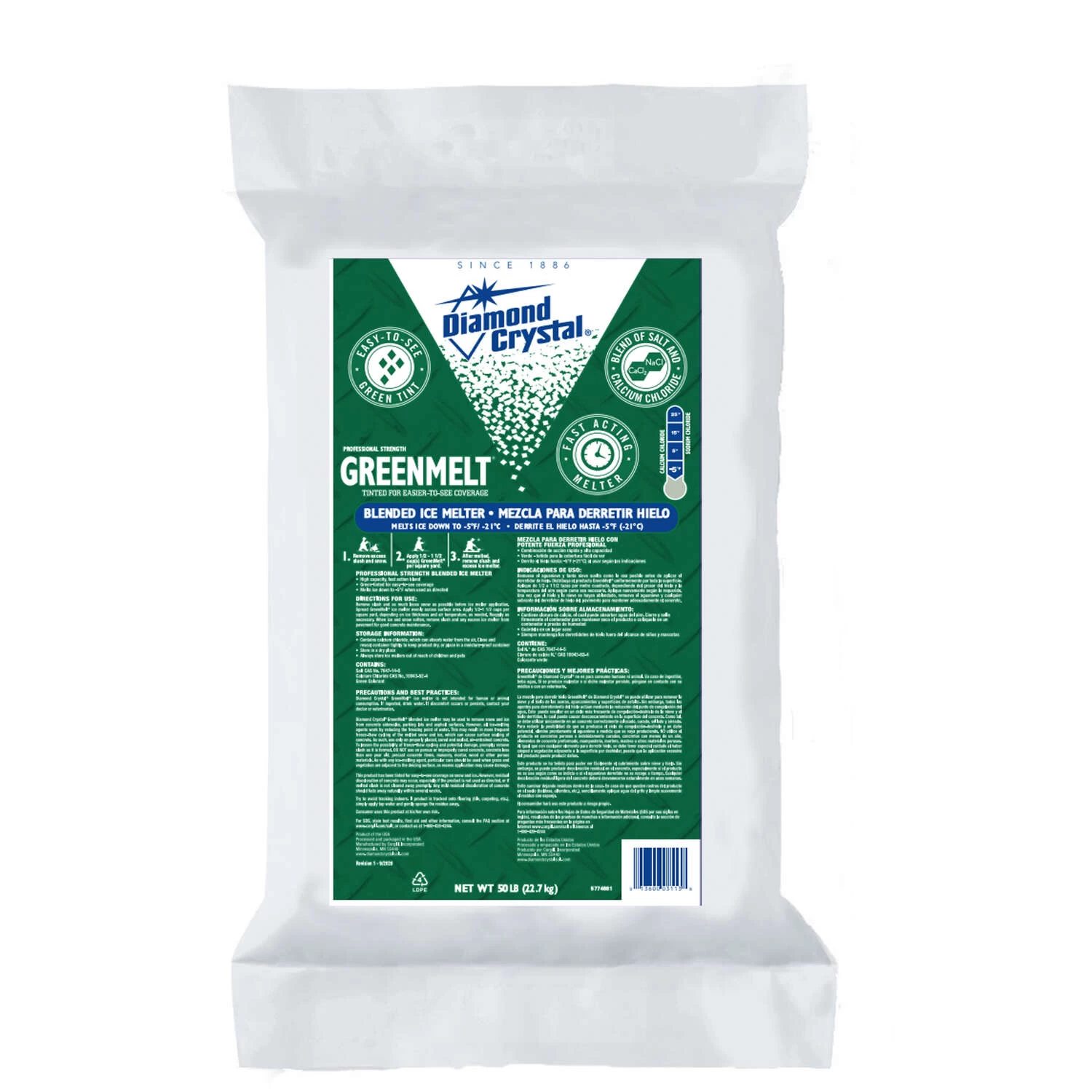 Diamond Crystal GreenMelt Calcium Chloride/Sodium Chloride Solid Ice Melt 50 Lb 3 Diamond Crystal GreenMelt Calcium Chloride/Sodium Chloride Solid Ice Melt 50 Lb - Image 3