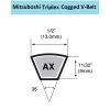 Mitsuboshi Triplex Rawedge Cogged Raw Edge Cogged V-Belt 0.5 In. W X 38 In. L For All Motors