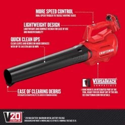 Craftsman V20 CMCBL700D1 90 Mph 340 CFM Battery Handheld Blower Kit (Battery & Charger) 11 Craftsman V20 CMCBL700D1 90 Mph 340 CFM Battery Handheld Blower Kit (Battery & Charger) -Gardens and Horticulture daa5c695 c6fe 498c be40 01d0bd2f0ebc