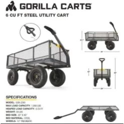 Gorilla Carts Steel Utility Cart 1000 Lb. Cap. -Gardens and Horticulture dd4cd505 cb06 4a83 b17e bef6d30f3470