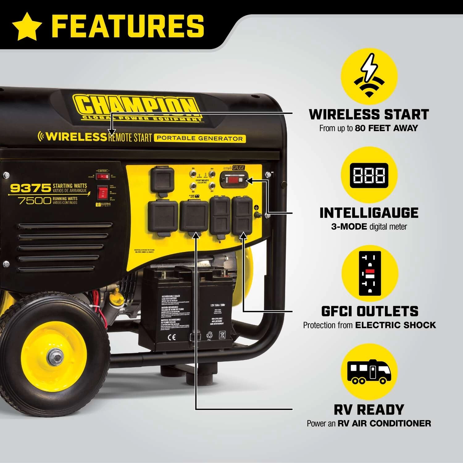 Champion 7500 W 240 V Gasoline Portable Generator 2 Champion 7500 W 240 V Gasoline Portable Generator - Image 2
