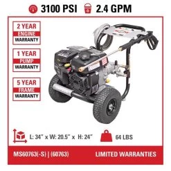 Simpson Megashot MS60763-S Kohler 3100 Psi Gas 2.4 Gpm Pressure Washer -Gardens and Horticulture eae70fba 3489 4ec5 bf4b bf97091499c0