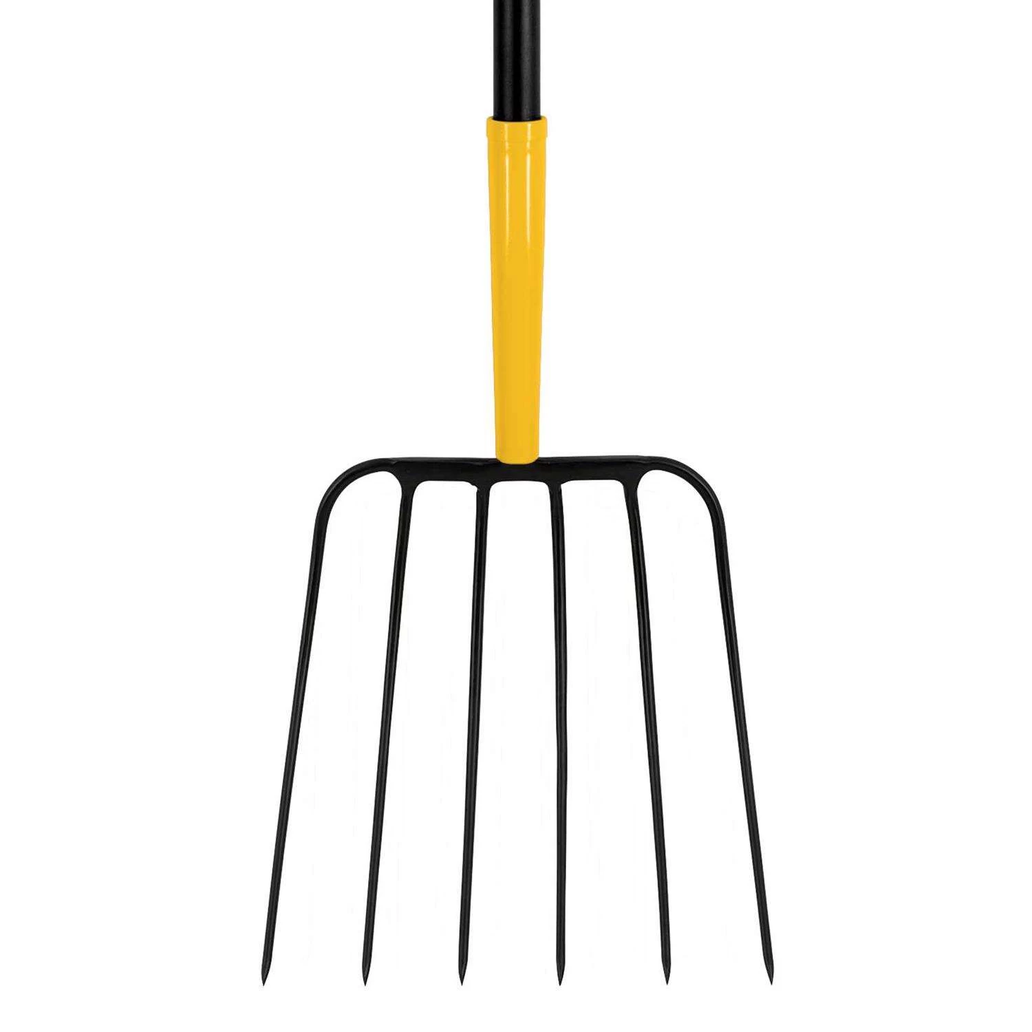 John Deere 6 Tine Steel Manure Fork 48 In. Fiberglass Handle 2 John Deere 6 Tine Steel Manure Fork 48 In. Fiberglass Handle - Image 2